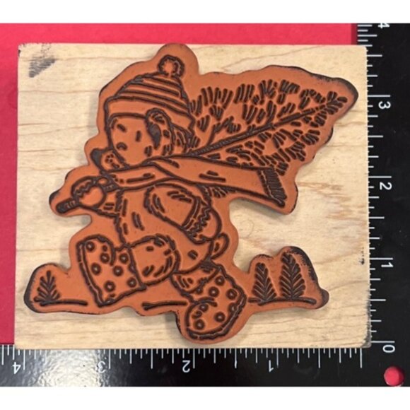 2009 Penny Black Christmas Tree Ted Wood Mounted Rubber Stamp 4015K - Picture 2 of 5